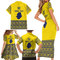 Niue Crab Personalised Family Matching Short Sleeve Bodycon Dress and Hawaiian Shirt Niuean Hiapo Pattern LT9 - Polynesian Pride
