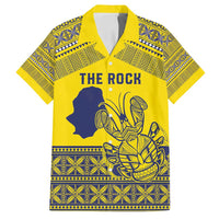 Niue Crab Personalised Family Matching Summer Maxi Dress and Hawaiian Shirt Niuean Hiapo Pattern LT9 Dad's Shirt - Short Sleeve Gold - Polynesian Pride