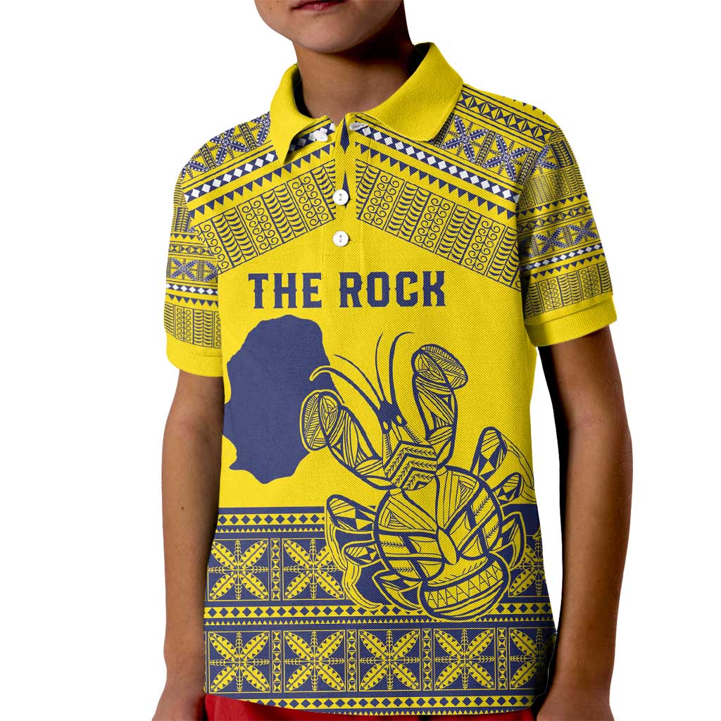 Niue Crab Personalised Kid Polo Shirt Niuean Hiapo Pattern LT9 Kid Gold - Polynesian Pride