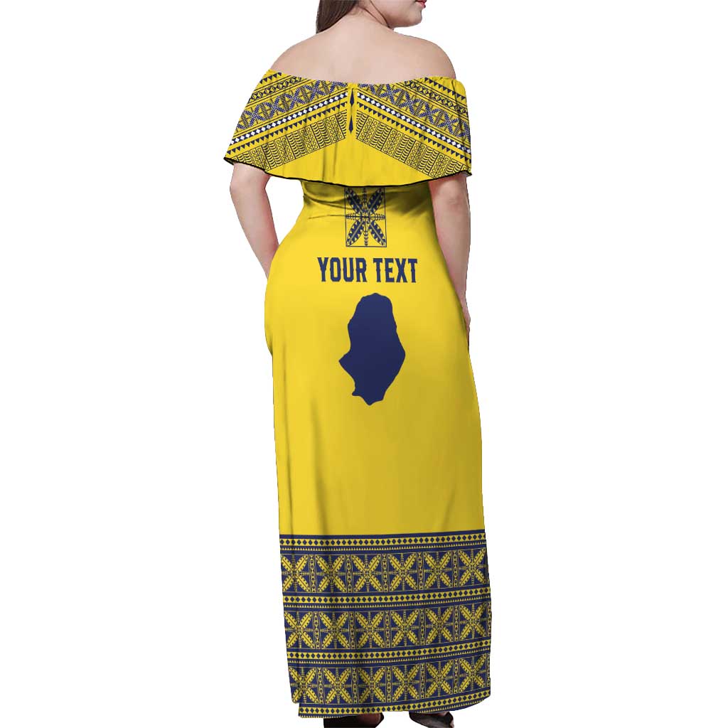 Niue Crab Personalised Off Shoulder Maxi Dress Niuean Hiapo Pattern LT9 - Polynesian Pride