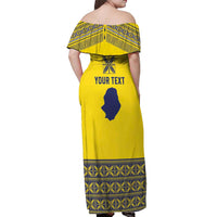 Niue Crab Personalised Off Shoulder Maxi Dress Niuean Hiapo Pattern LT9 - Polynesian Pride