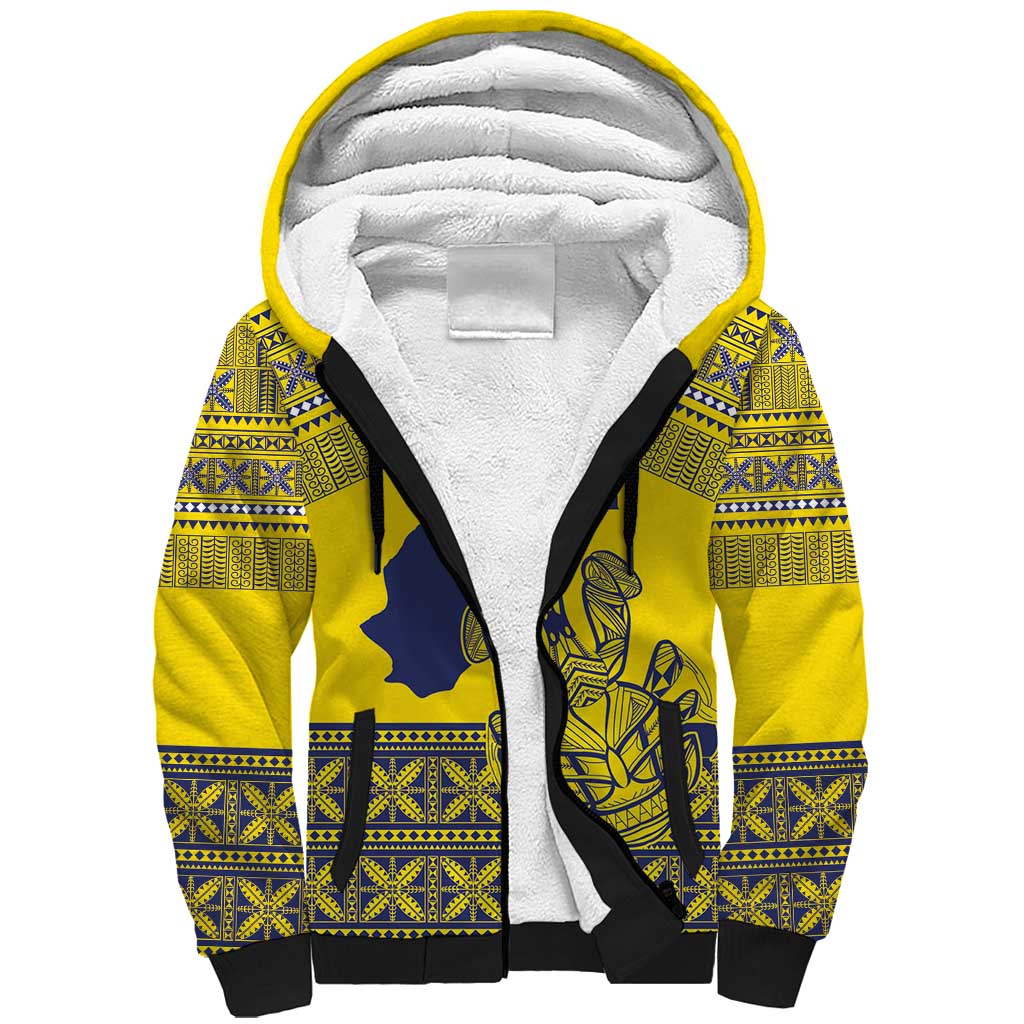Niue Crab Personalised Sherpa Hoodie Niuean Hiapo Pattern LT9 Unisex Gold - Polynesian Pride