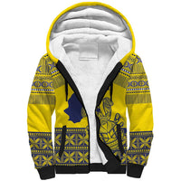 Niue Crab Personalised Sherpa Hoodie Niuean Hiapo Pattern LT9 Unisex Gold - Polynesian Pride