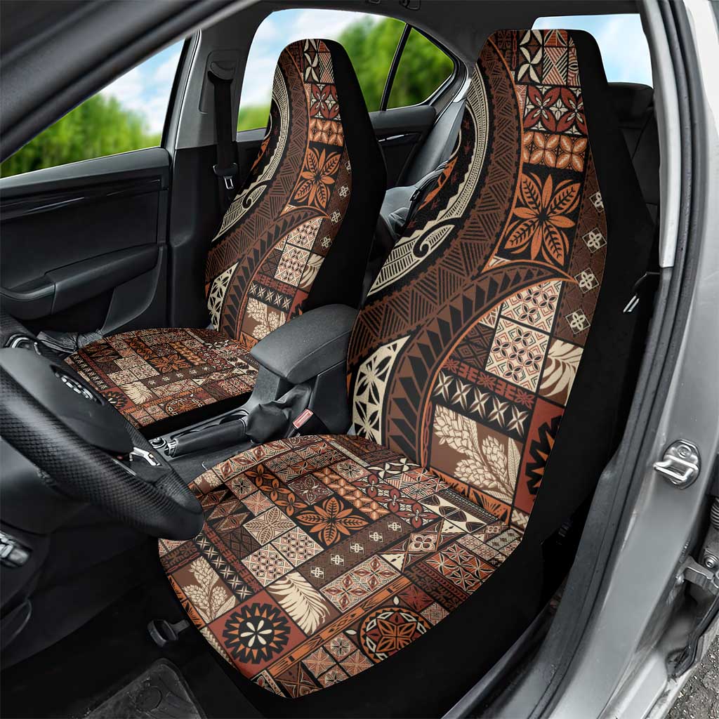 Vintage Samoa Siapo Mamanu Car Seat Cover Brown Samoan Tapa Motif - Polynesian Pride