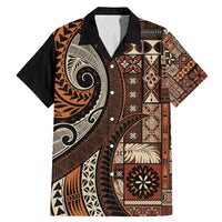 Vintage Samoa Siapo Mamanu Family Matching Mermaid Dress and Hawaiian Shirt Brown Samoan Tapa Motif LT9 Dad's Shirt - Short Sleeve Brown - Polynesian Pride