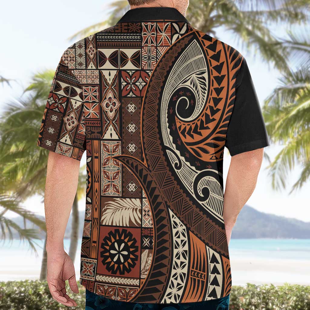 Vintage Samoa Siapo Mamanu Hawaiian Shirt Brown Samoan Tapa Motif - Polynesian Pride