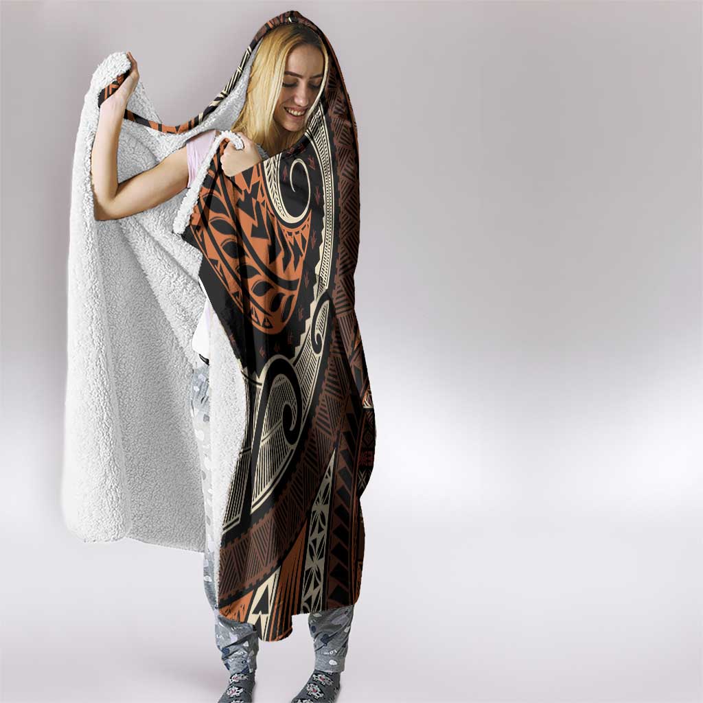 Vintage Samoa Siapo Mamanu Hooded Blanket Brown Samoan Tapa Motif - Polynesian Pride
