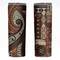 Vintage Samoa Siapo Mamanu Skinny Tumbler Brown Samoan Tapa Motif LT9 Brown - Polynesian Pride