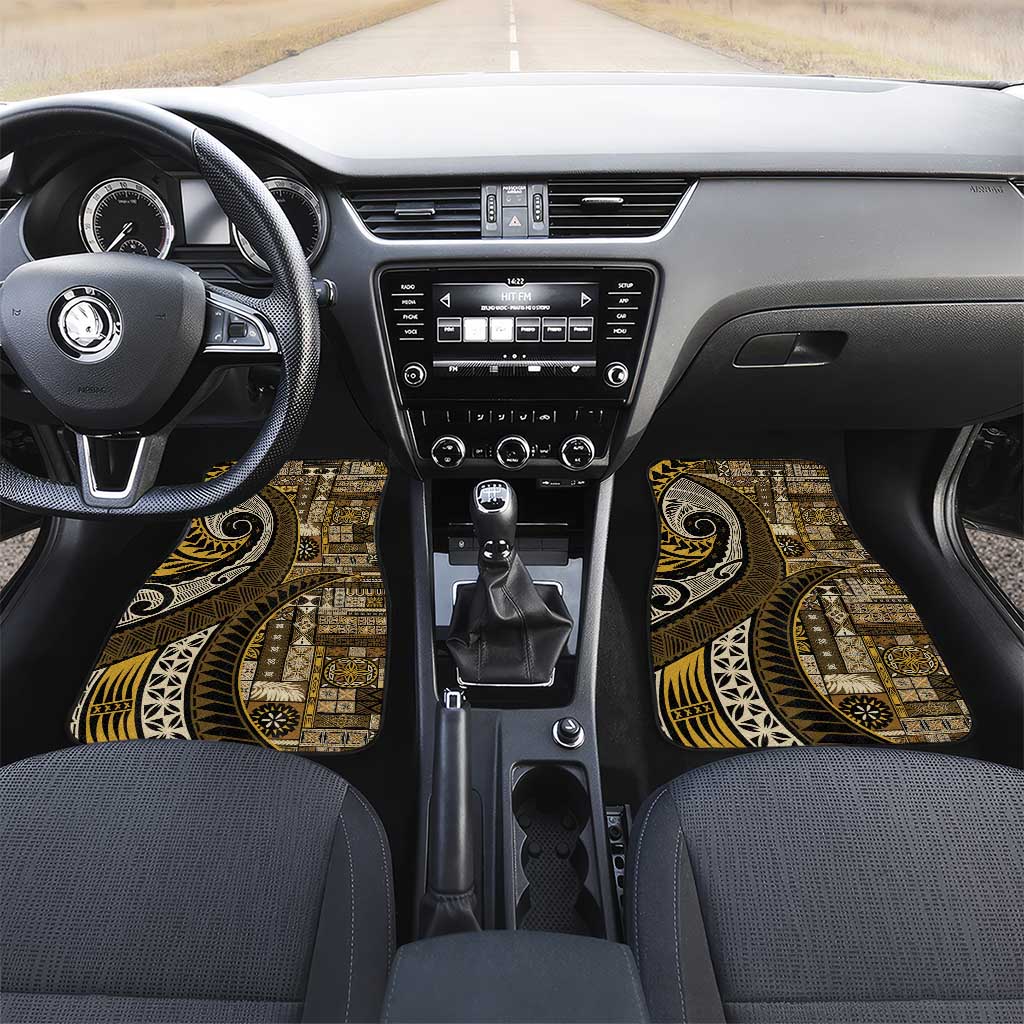 Vintage Samoa Siapo Mamanu Car Mats Gold Samoan Tapa Motif - Polynesian Pride