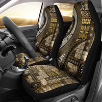 Vintage Samoa Siapo Mamanu Car Seat Cover Gold Samoan Tapa Motif - Polynesian Pride