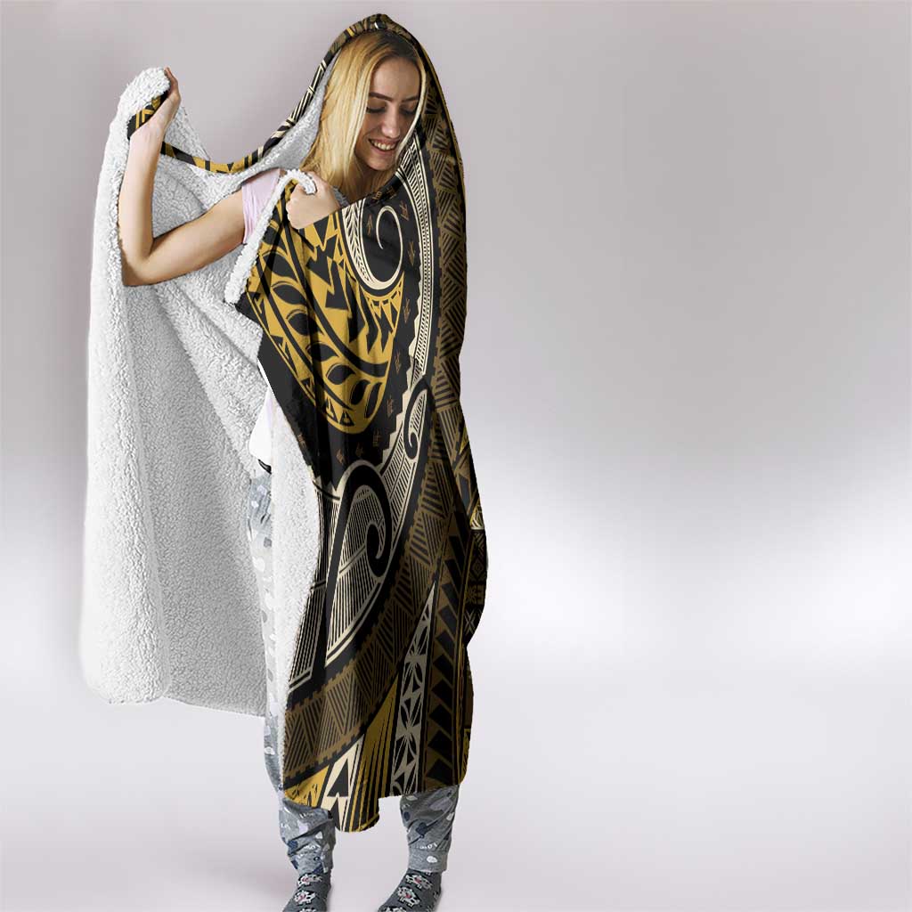 Vintage Samoa Siapo Mamanu Hooded Blanket Gold Samoan Tapa Motif - Polynesian Pride