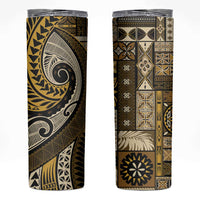 Vintage Samoa Siapo Mamanu Skinny Tumbler Gold Samoan Tapa Motif LT9 Gold - Polynesian Pride