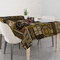 Vintage Samoa Siapo Mamanu Tablecloth Gold Samoan Tapa Motif - Polynesian Pride