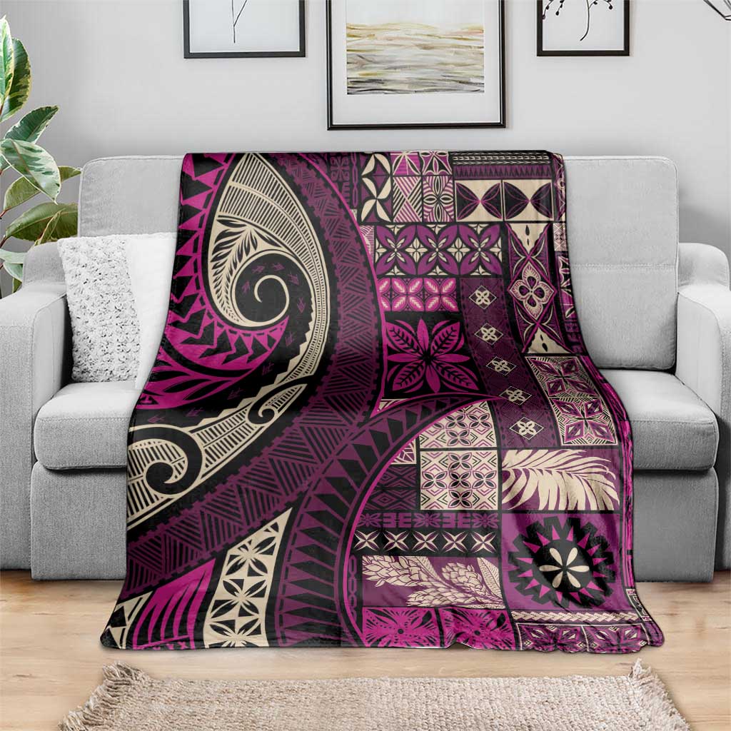 Vintage Samoa Siapo Mamanu Blanket Pink Samoan Tapa Motif - Polynesian Pride