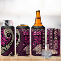 Vintage Samoa Siapo Mamanu 4 in 1 Can Cooler Tumbler Pink Samoan Tapa Motif LT9 - Polynesian Pride