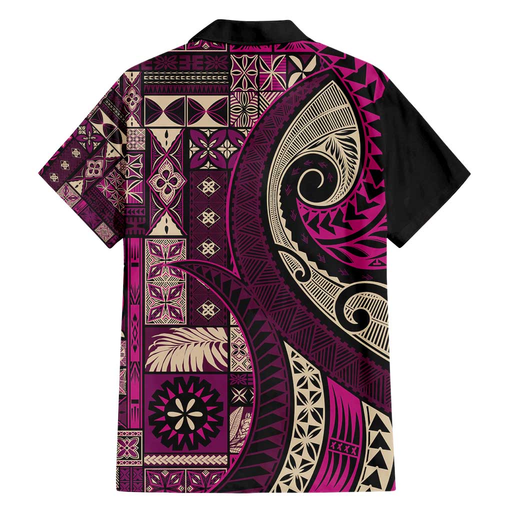 Vintage Samoa Siapo Mamanu Hawaiian Shirt Pink Samoan Tapa Motif - Polynesian Pride