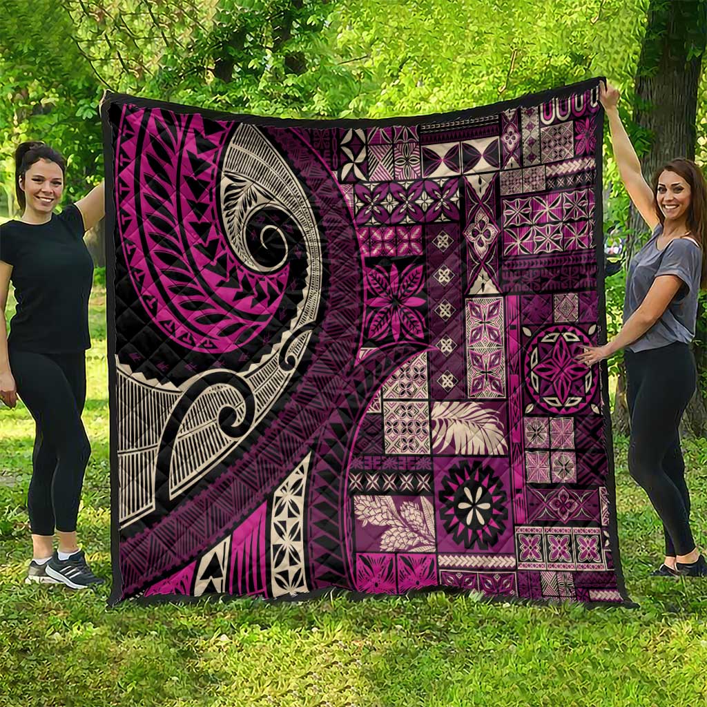 Vintage Samoa Siapo Mamanu Quilt Pink Samoan Tapa Motif - Polynesian Pride