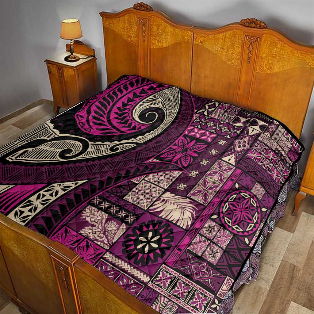 Vintage Samoa Siapo Mamanu Quilt Pink Samoan Tapa Motif - Polynesian Pride