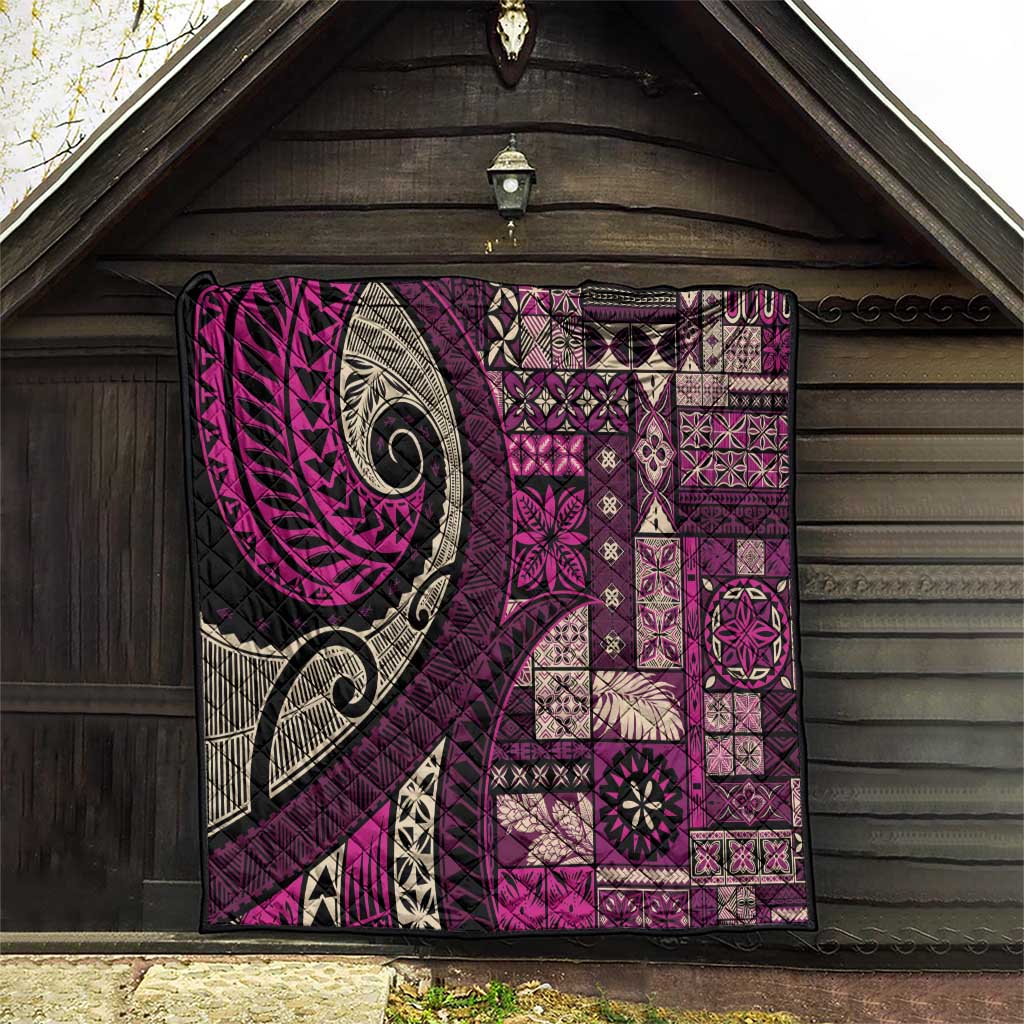 Vintage Samoa Siapo Mamanu Quilt Pink Samoan Tapa Motif - Polynesian Pride