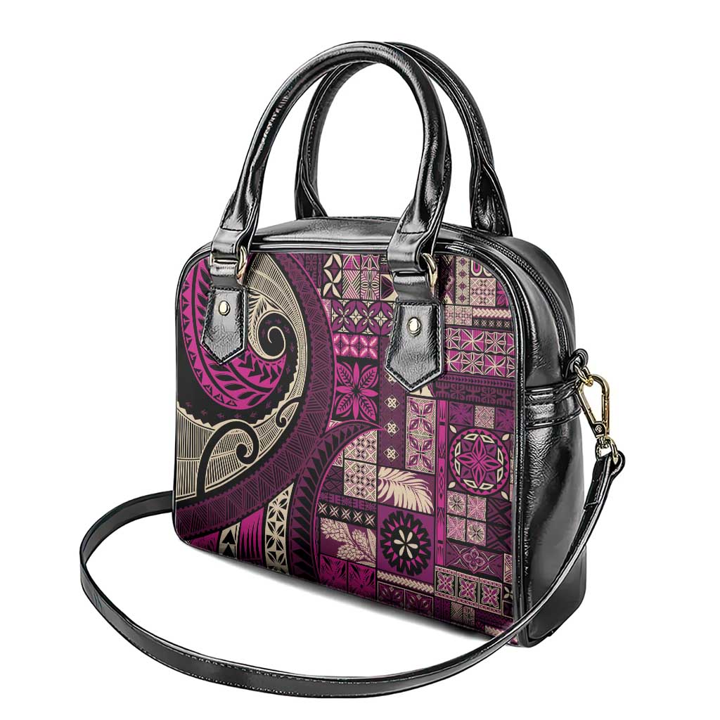 Vintage Samoa Siapo Mamanu Shoulder Handbag Pink Samoan Tapa Motif - Polynesian Pride