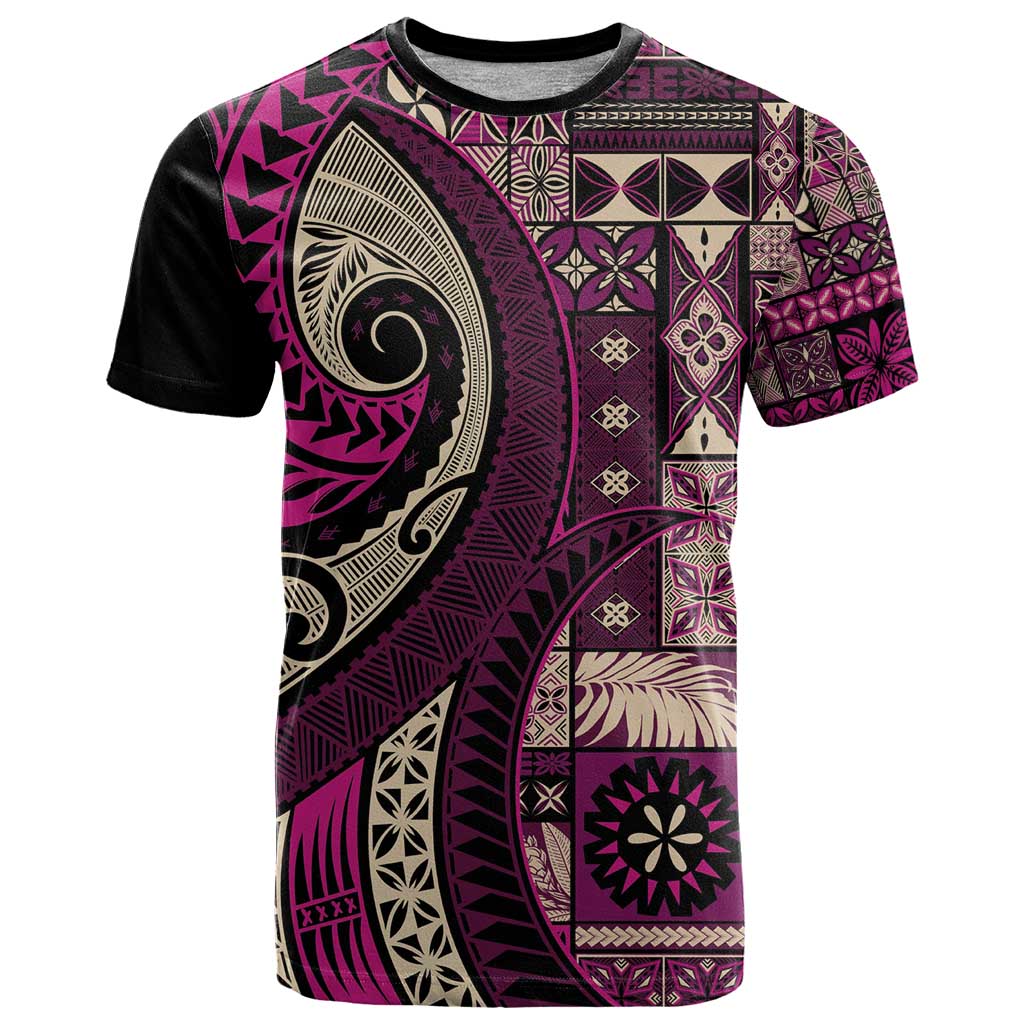 Vintage Samoa Siapo Mamanu T Shirt Pink Samoan Tapa Motif - Polynesian Pride