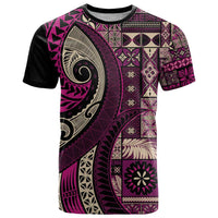 Vintage Samoa Siapo Mamanu T Shirt Pink Samoan Tapa Motif - Polynesian Pride
