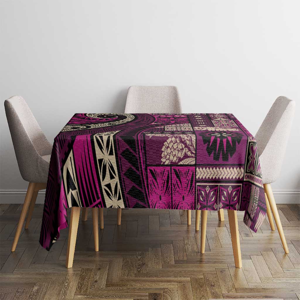 Vintage Samoa Siapo Mamanu Tablecloth Pink Samoan Tapa Motif - Polynesian Pride