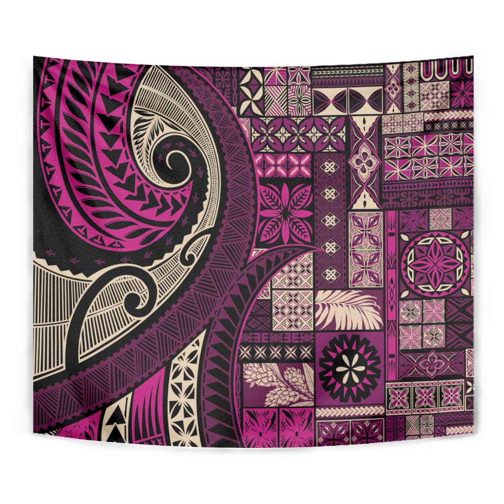 Vintage Samoa Siapo Mamanu Tapestry Pink Samoan Tapa Motif - Polynesian Pride