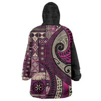 Vintage Samoa Siapo Mamanu Wearable Blanket Hoodie Pink Samoan Tapa Motif LT9 - Polynesian Pride