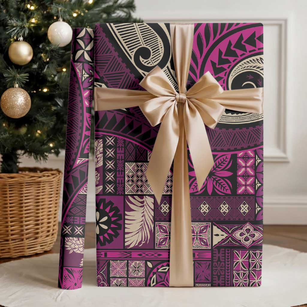 Vintage Samoa Siapo Mamanu Wrapping Paper Pink Samoan Tapa Motif - Polynesian Pride