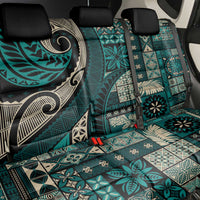 Vintage Samoa Siapo Mamanu Back Car Seat Cover Teal Samoan Tapa Motif - Polynesian Pride