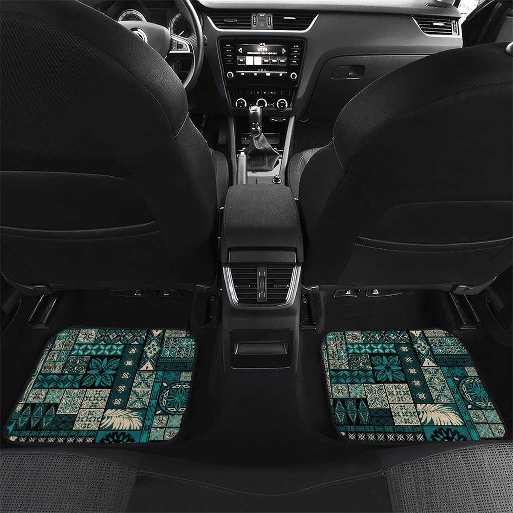 Vintage Samoa Siapo Mamanu Car Mats Teal Samoan Tapa Motif - Polynesian Pride