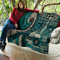Vintage Samoa Siapo Mamanu Quilt Teal Samoan Tapa Motif - Polynesian Pride