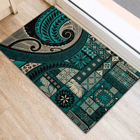 Vintage Samoa Siapo Mamanu Rubber Doormat Teal Samoan Tapa Motif LT9 - Polynesian Pride