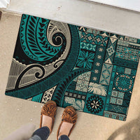 Vintage Samoa Siapo Mamanu Rubber Doormat Teal Samoan Tapa Motif LT9 - Polynesian Pride