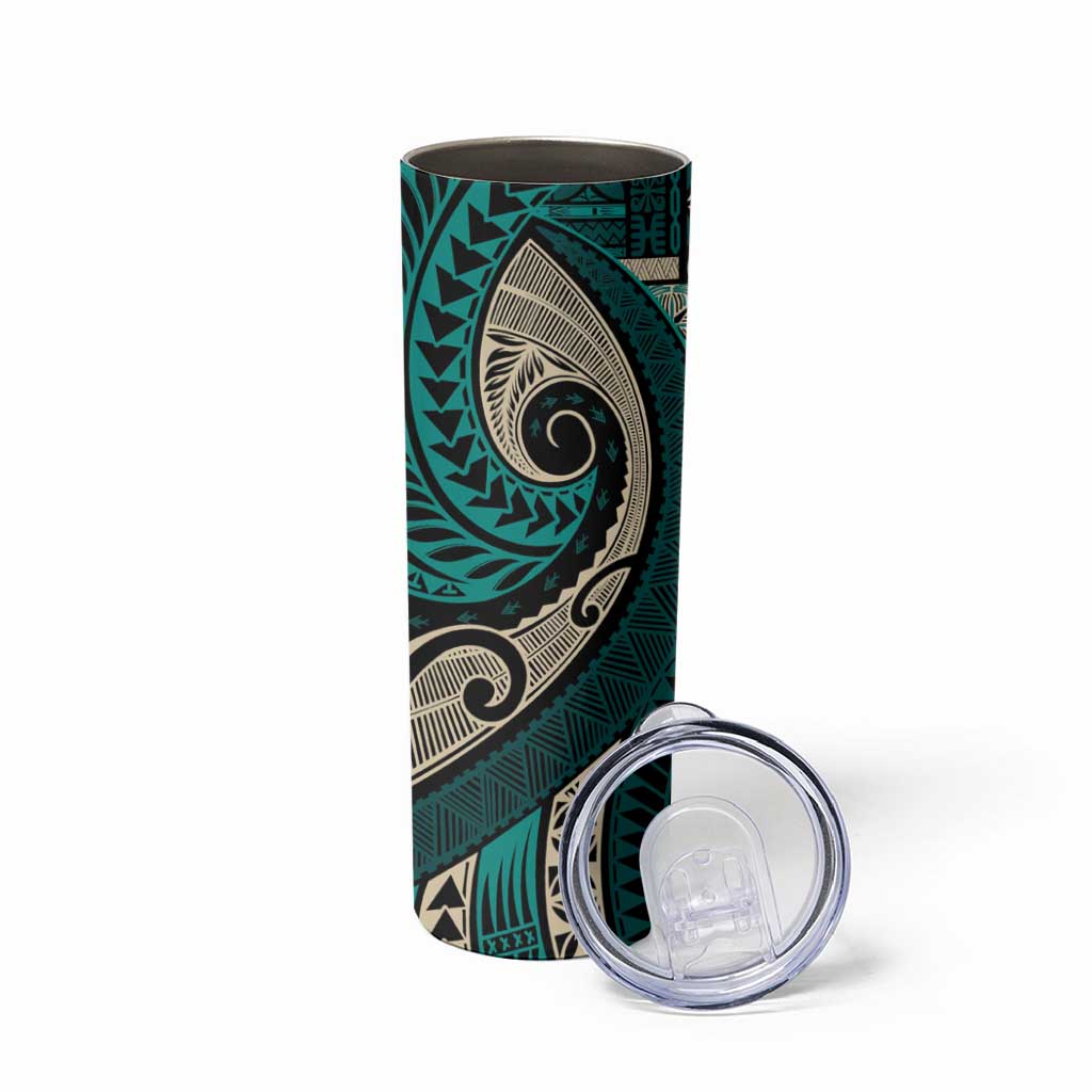 Vintage Samoa Siapo Mamanu Skinny Tumbler Teal Samoan Tapa Motif LT9 - Polynesian Pride