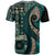 Vintage Samoa Siapo Mamanu T Shirt Teal Samoan Tapa Motif - Polynesian Pride