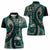 Vintage Samoa Siapo Mamanu Women Polo Shirt Teal Samoan Tapa Motif - Polynesian Pride