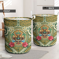 Hawaii Tiki Mask Laundry Basket Mele Kalikimaka i Iulai!