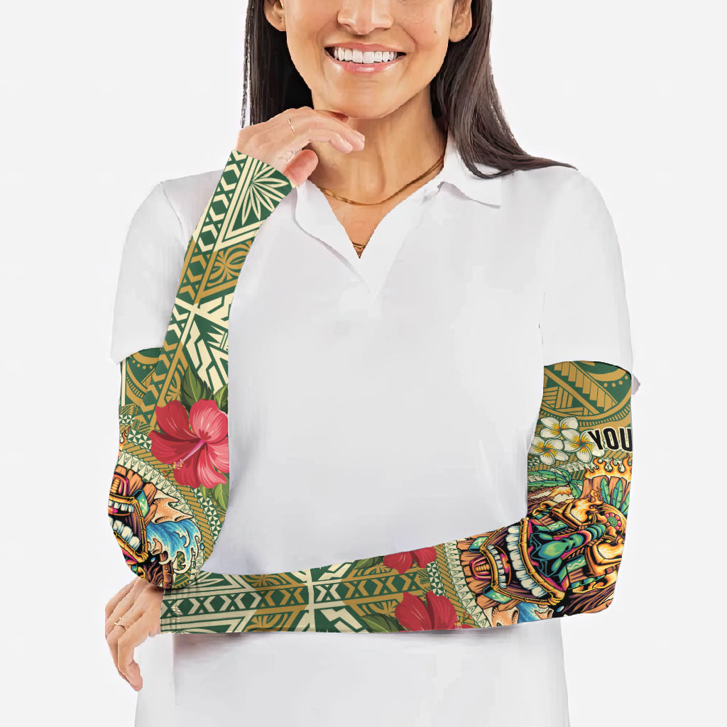 Hawaii Tiki Mask Personalized Arm Sleeves Mele Kalikimaka i Iulai!