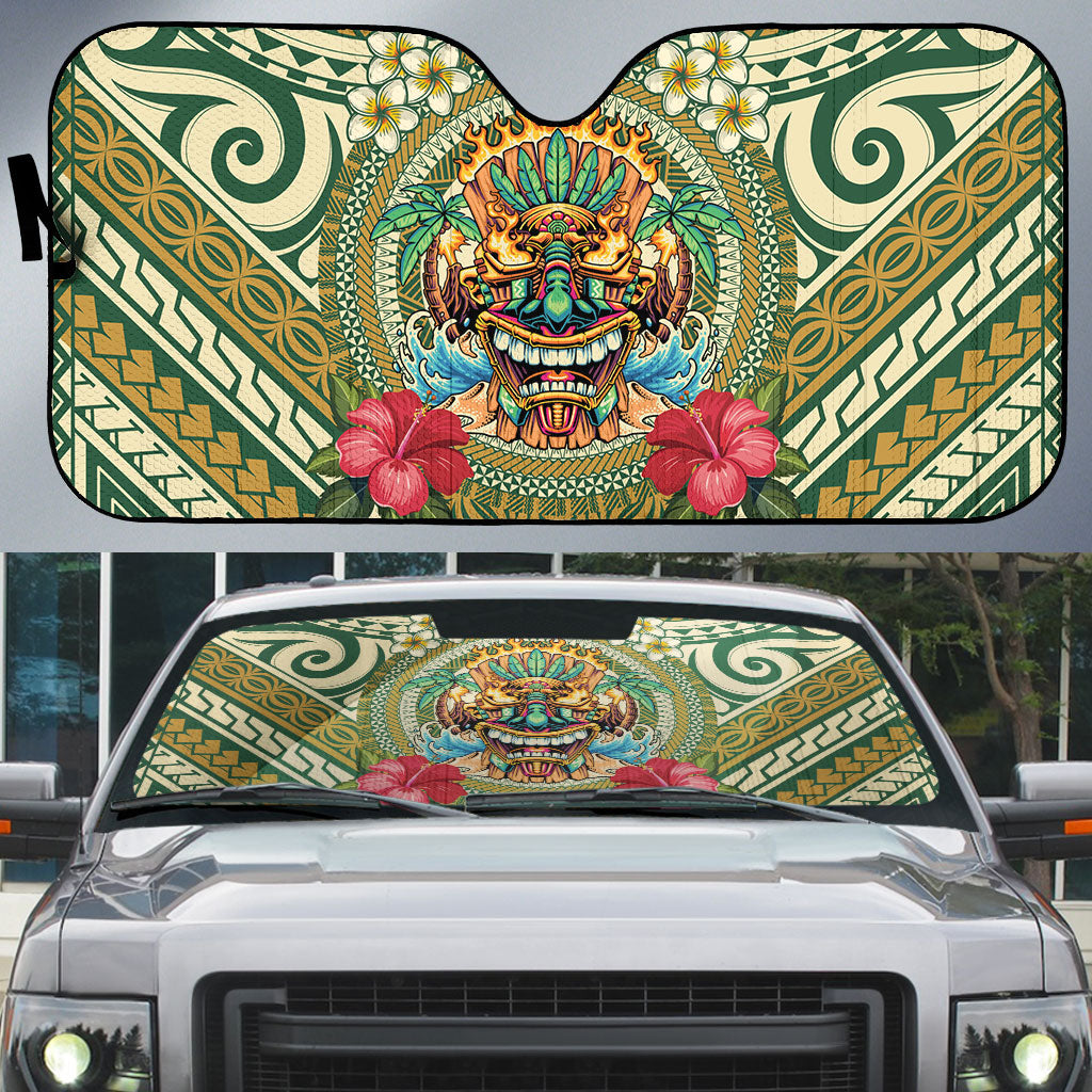 Hawaii Tiki Mask Auto Sun Shade Mele Kalikimaka i Iulai!