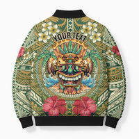 Hawaii Tiki Mask Personalized Bomber Puffer Jacket Mele Kalikimaka i Iulai!