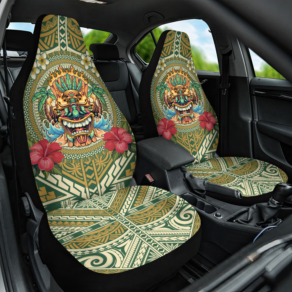 Hawaii Tiki Mask Car Seat Cover Mele Kalikimaka i Iulai! LT9 One Size Green - Polynesian Pride