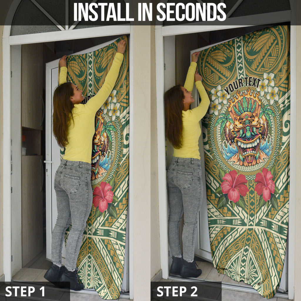 Hawaii Tiki Mask Personalized Door Cover Mele Kalikimaka i Iulai!