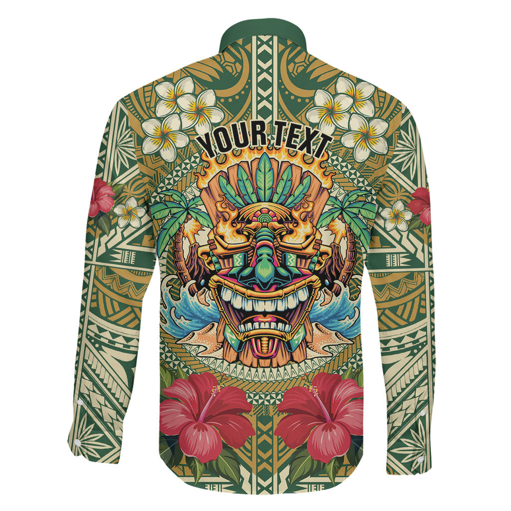Hawaii Tiki Mask Personalized Family Matching Off Shoulder Maxi Dress and Hawaiian Shirt Mele Kalikimaka i Iulai! LT9 - Polynesian Pride