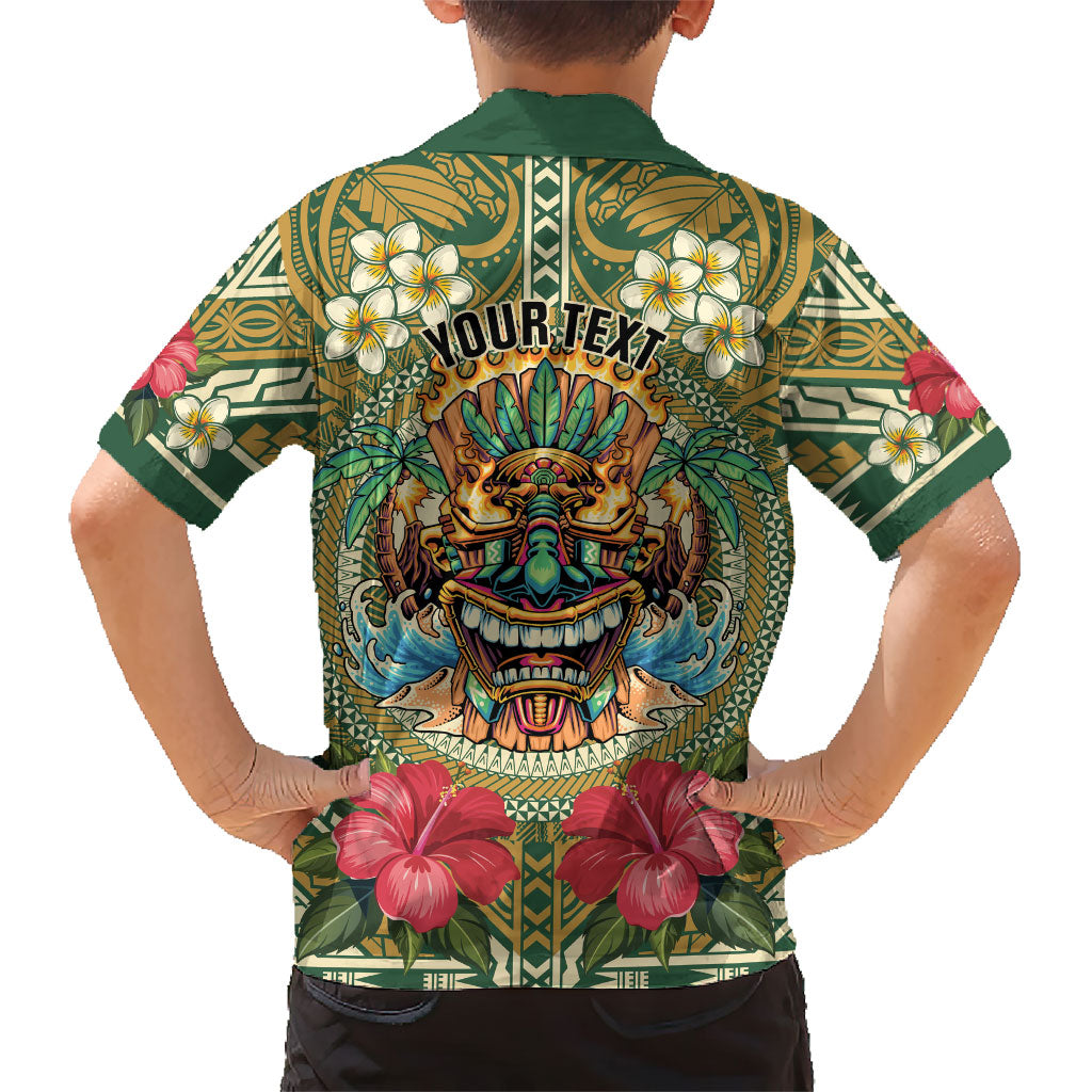 Hawaii Tiki Mask Personalized Family Matching Off Shoulder Short Dress and Hawaiian Shirt Mele Kalikimaka i Iulai! LT9 - Polynesian Pride