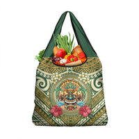 Hawaii Tiki Mask Grocery Bag Mele Kalikimaka i Iulai!