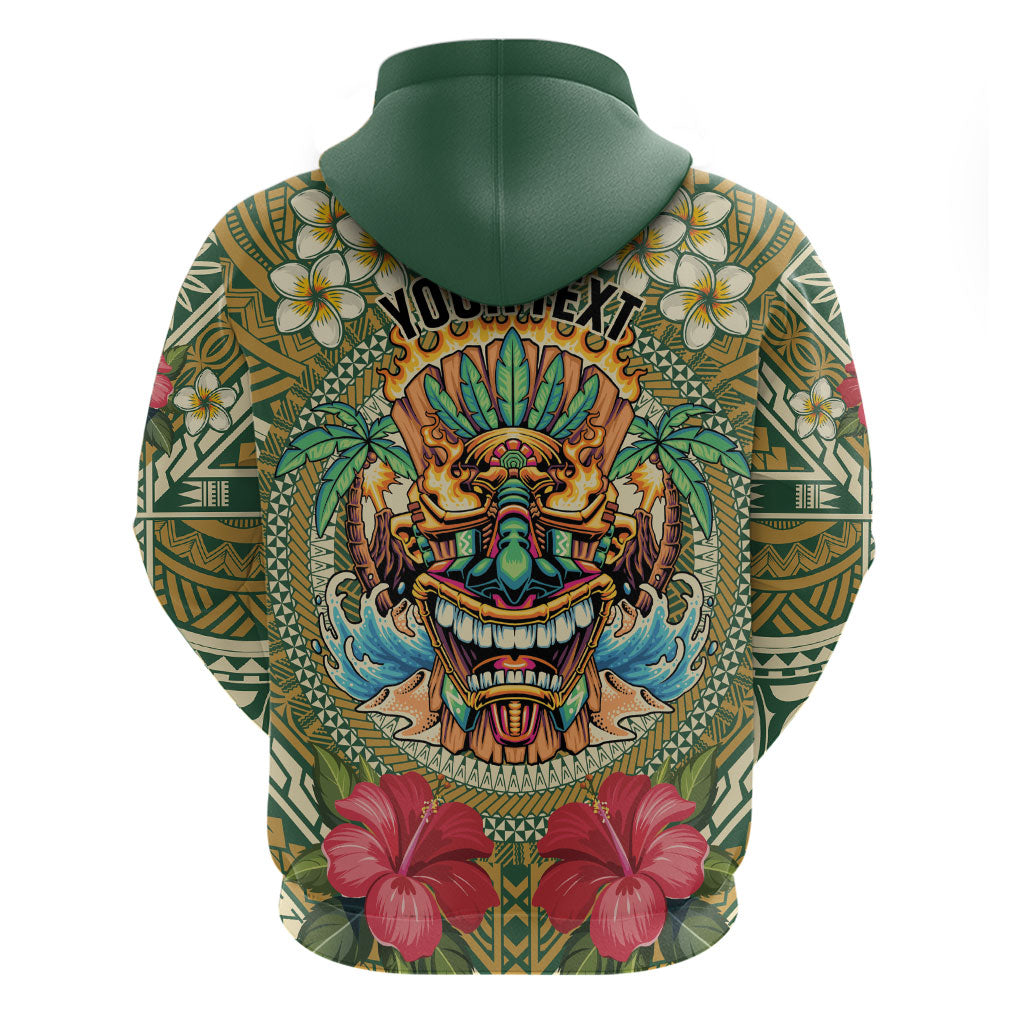 Hawaii Tiki Mask Personalized Hoodie Mele Kalikimaka i Iulai!