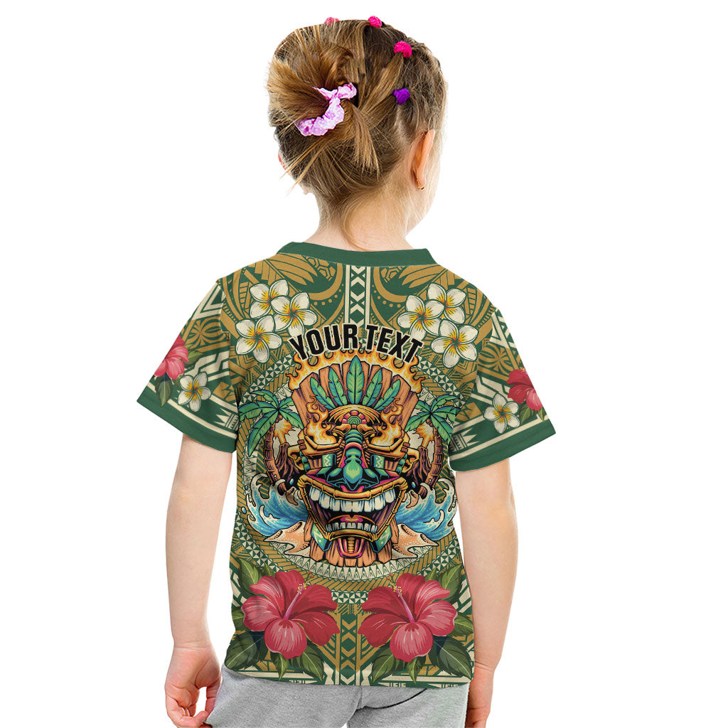 Hawaii Tiki Mask Personalized Kid T Shirt Mele Kalikimaka i Iulai!