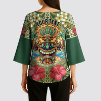 Hawaii Tiki Mask Personalized Kimono Sleeve Blouse Mele Kalikimaka i Iulai!